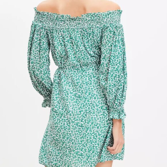 LOFT Brand Petite Floral Smocked Off the Shoulder Mini Dress, S Petite NWT - Picture 3 of 3